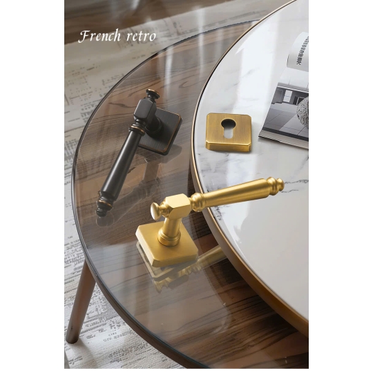 Khoá cửa Phân thể  bằng đồng Dòng FRENCH RETRO   - Màu Vàng mờ