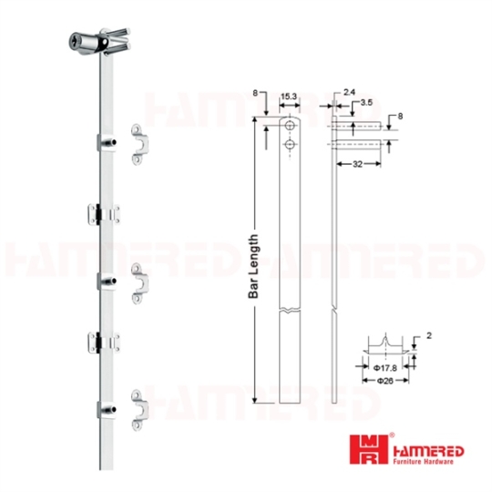 KHÓA TỦ 3 NGĂN HMR 288.19 - Cái