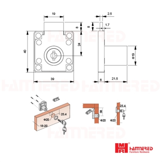 Khóa tủ HMR 138-22 - Cái