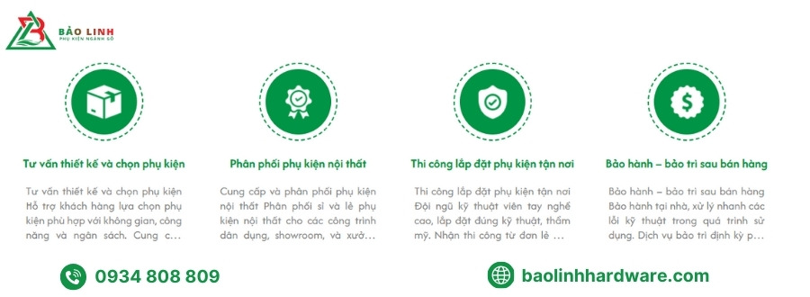Phụ kiện nội thất Bảo Linh cung cấp ray trượt và bản lề chính hãng