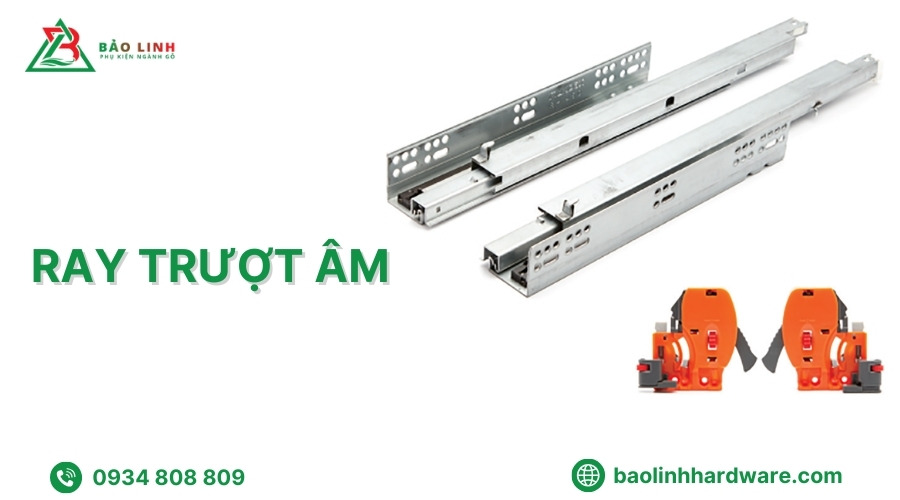 Cấu tạo ray trượt âm giảm chấn lắp dưới ngăn kéo
