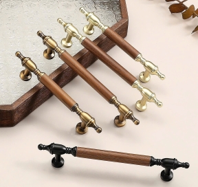 Tay nắm Dạng Đũa mã 5137 - Kết Hợp Gỗ Walnut và  Hợp Kim