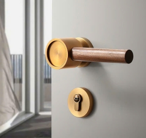 Khoá cửa Phòng kết hợp Tay gạt gỗ mã  BAGB màu Vàng