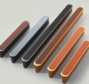 Tay nắm tủ hợp kim nhôm thanh dài phối da H666