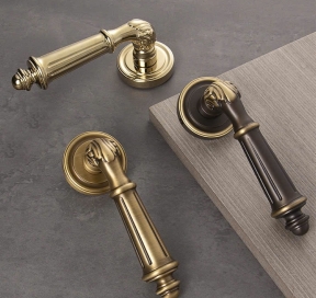 Khóa cửa Đồng thau  tay gạt hoa văn cổ điển  Mã BR 5-23111