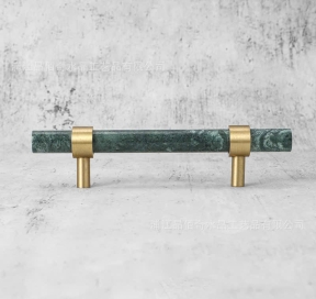 Tay nắm Đồng thau Kết Hợp đá Cẩm thạch Màu Xanh  - Dạng Thanh tròn 