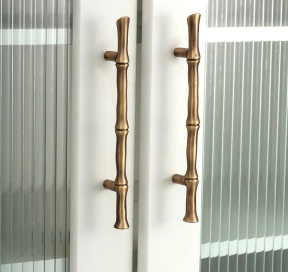 Tay nắm Tủ dạng Thân Trúc  Bằng Đồng Thau Cao Cấp- Màu Đồng Pháp