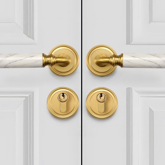  Khoá cửa Đồng thau Kết hợp Đá cẩm thạch Màu trắng