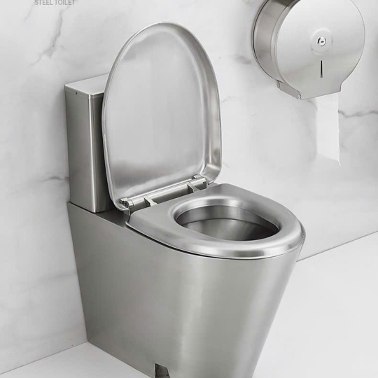 Bồn cầu 2 khối tựa lưng inox cao cấp 8810 - Màu trắng