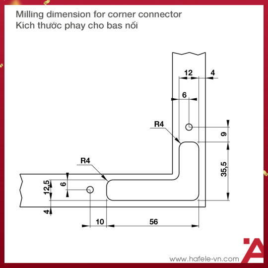 Bas Nối Sử Dụng Với Khung Nhôm Hafele 342.79.718