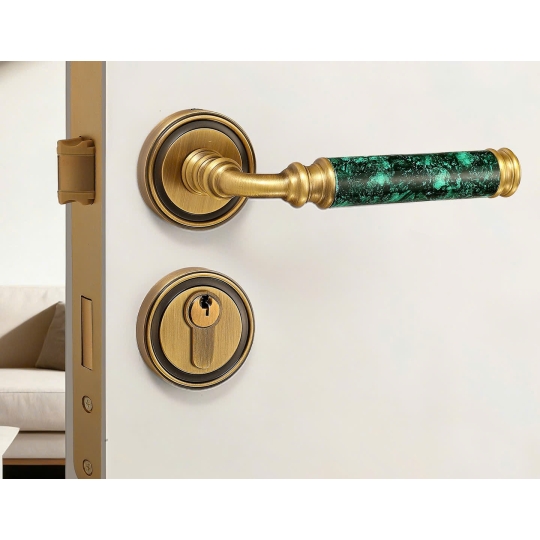  Khoá cửa Đồng thau Kết hợp Đá cẩm thạch - Màu đồng Pháp