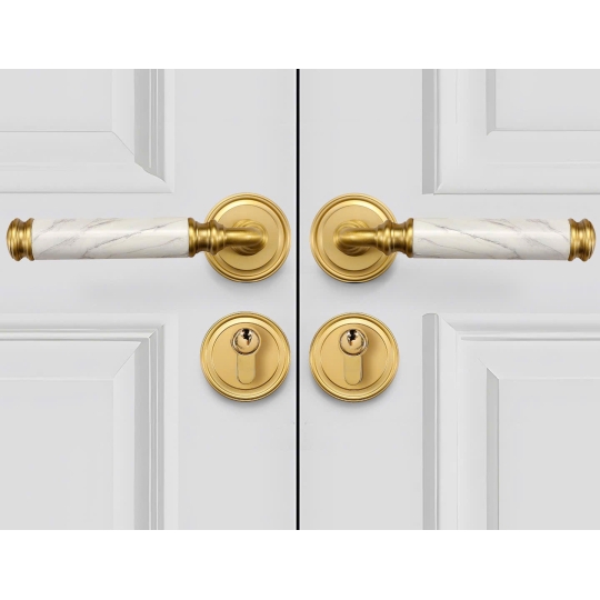  Khoá cửa Đồng thau Kết hợp Đá cẩm thạch Màu trắng