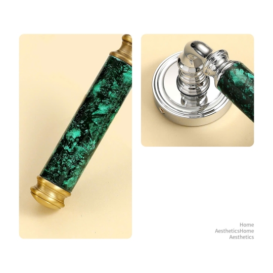  Khoá cửa Đồng thau Kết hợp Đá cẩm thạch - Màu đồng Pháp