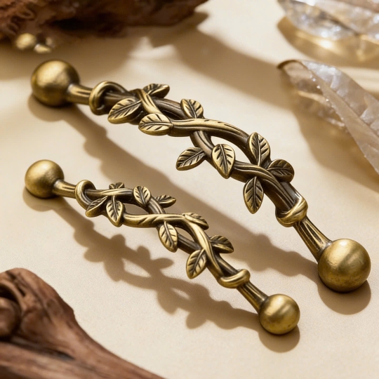 Tay nắm Đồng thau Cành lá  màu Đồng Pháp