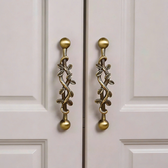 Tay nắm Đồng thau Cành lá  màu Đồng Pháp