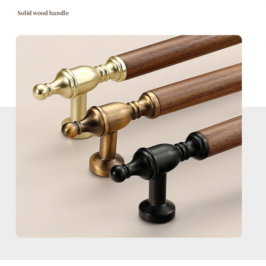 Tay nắm Dạng Đũa mã 5137 - Kết Hợp Gỗ Walnut và  Hợp Kim