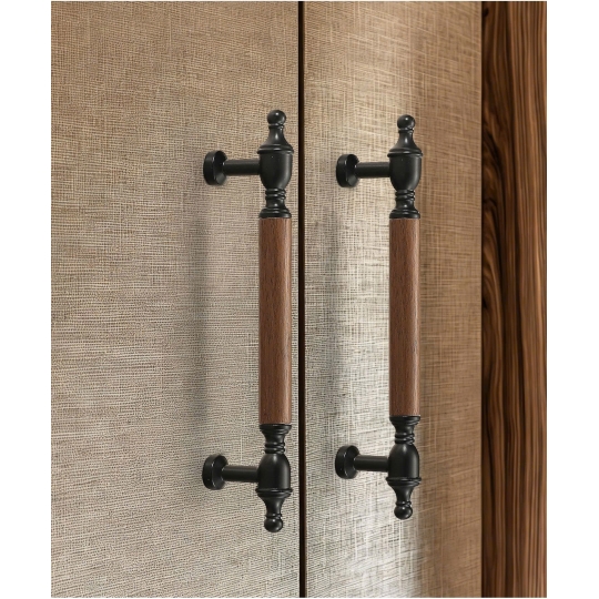 Tay nắm Dạng Đũa mã 5137 - Kết Hợp Gỗ Walnut và  Hợp Kim