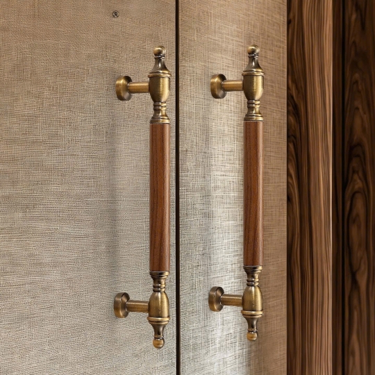 Tay nắm Dạng Đũa mã 5137 - Kết Hợp Gỗ Walnut và  Hợp Kim