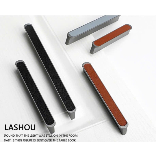 Tay nắm tủ hợp kim nhôm thanh dài phối da H666