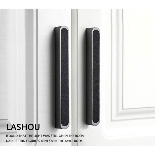 Tay nắm tủ hợp kim nhôm thanh dài phối da H666