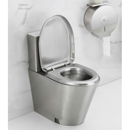 Bồn cầu 2 khối tựa lưng inox cao cấp 8810 - Màu trắng