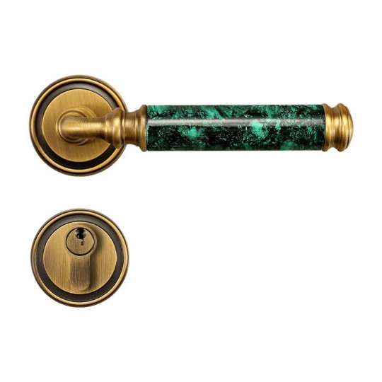  Khoá cửa Đồng thau Kết hợp Đá cẩm thạch - Màu đồng Pháp