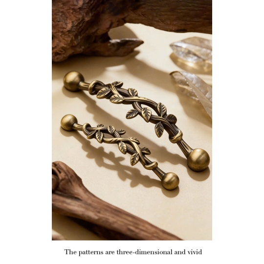 Tay nắm Đồng thau Cành lá  màu Đồng Pháp