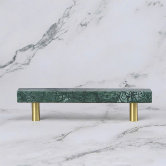 Tay nắm Đồng thau Kết Hợp đá Cẩm thạch Màu Xanh - Dạng Thanh Vuông