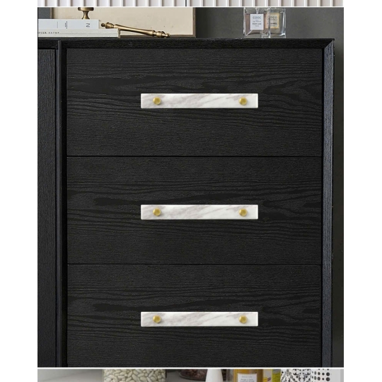 Tay nắm Đồng thau Kết Hợp đá Cẩm thạch MàuTrắng  - Dạng Thanh Vuông 