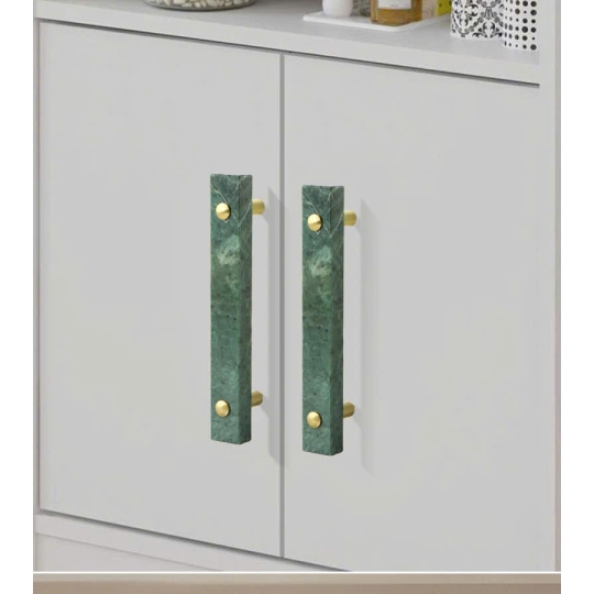 Tay nắm Đồng thau Kết Hợp đá Cẩm thạch Màu Xanh - Dạng Thanh Vuông