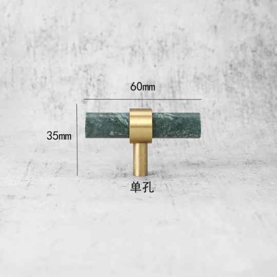 Tay nắm Đồng thau Kết Hợp đá Cẩm thạch Màu Xanh  - Dạng Thanh tròn 