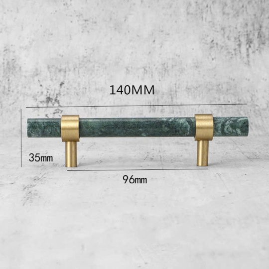 Tay nắm Đồng thau Kết Hợp đá Cẩm thạch Màu Xanh  - Dạng Thanh tròn 