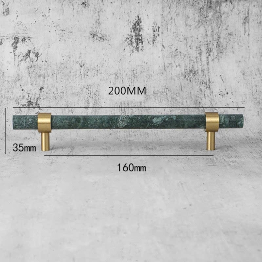 Tay nắm Đồng thau Kết Hợp đá Cẩm thạch Màu Xanh  - Dạng Thanh tròn 