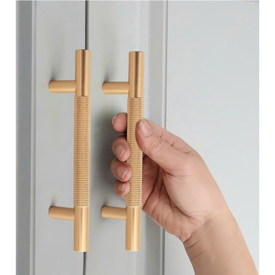 Tay nắm Hợp kim  Vân Khía chéo Cao Cấp - Mã 9005 - Màu vàng