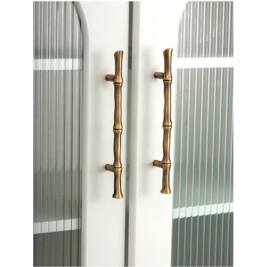 Tay nắm Tủ dạng Thân Trúc  Bằng Đồng Thau Cao Cấp- Màu Đồng Pháp